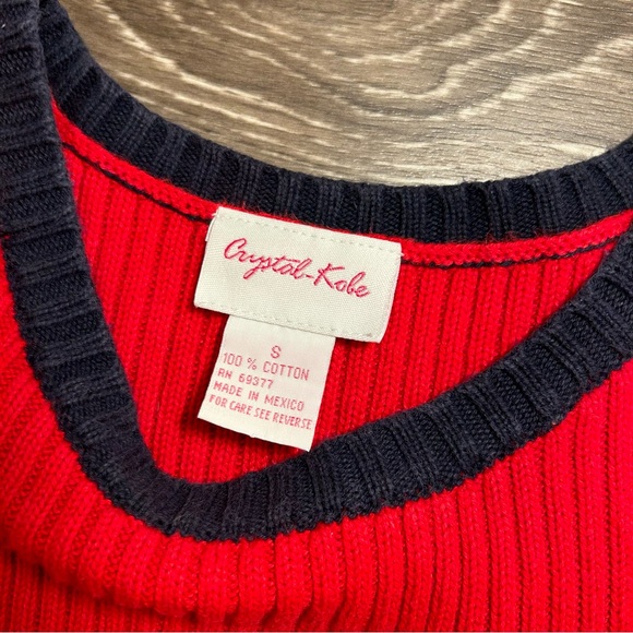 Vintage Crystal-Kobe American Flag Ribbed Sweater Tank, Size Small, 100% cotton - Picture 3 of 5